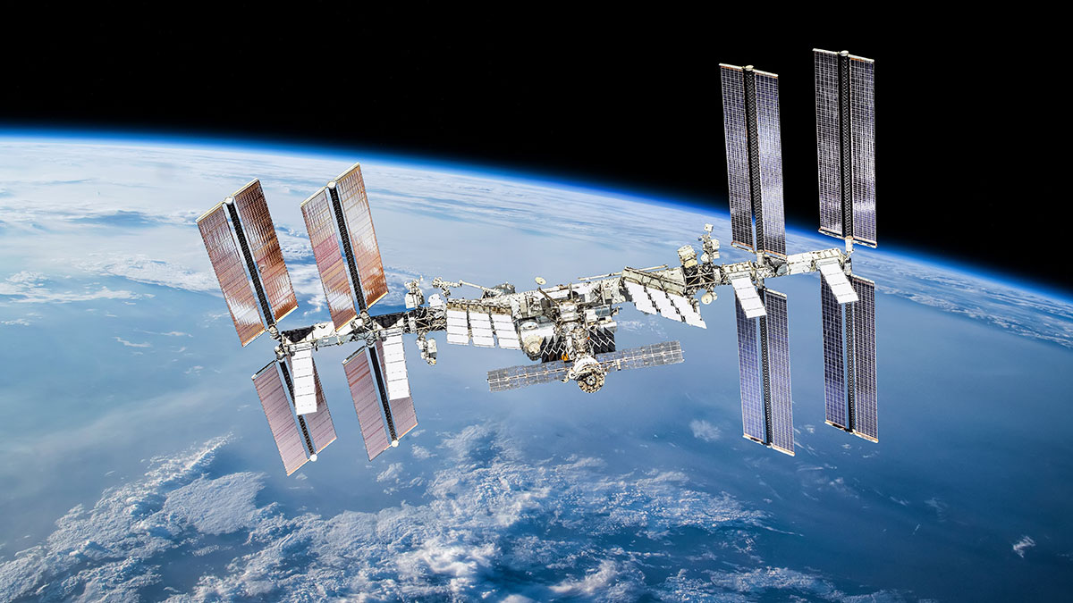 International space station on orbit of Earth