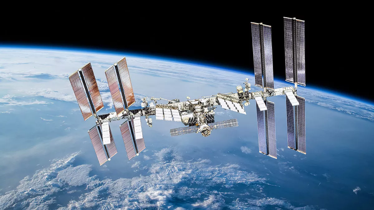 International space station on orbit of Earth