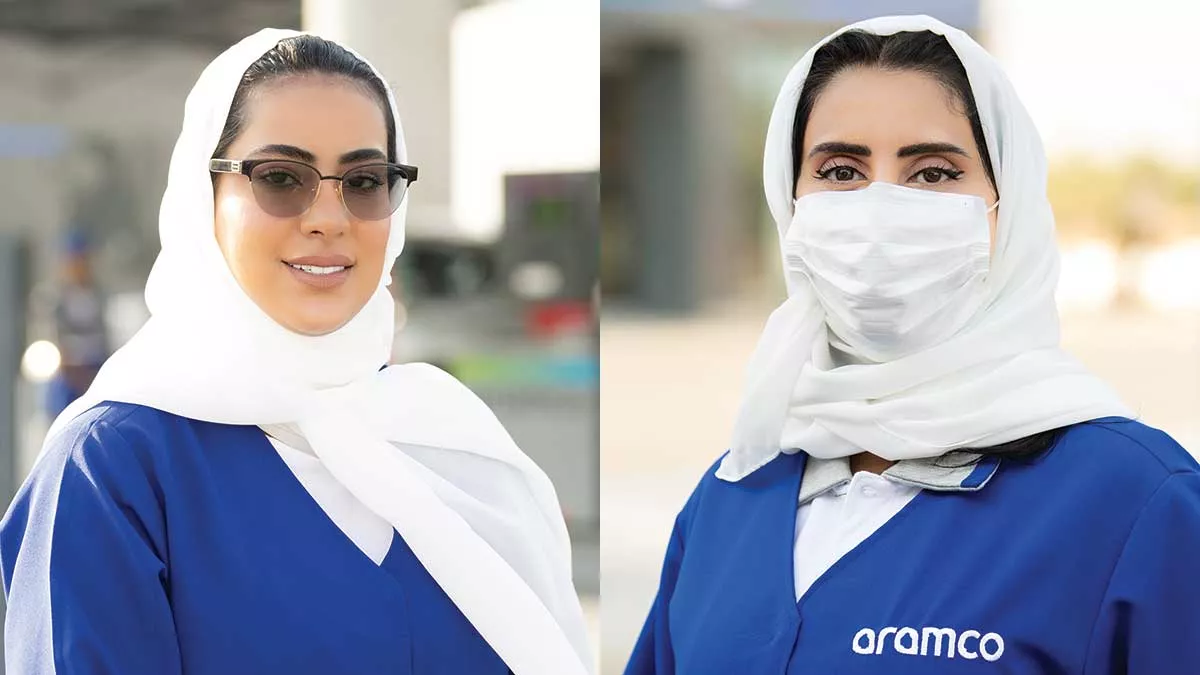 Aramco Service Station managers- Nour Alanazi and Ibtssam Al-Jaber