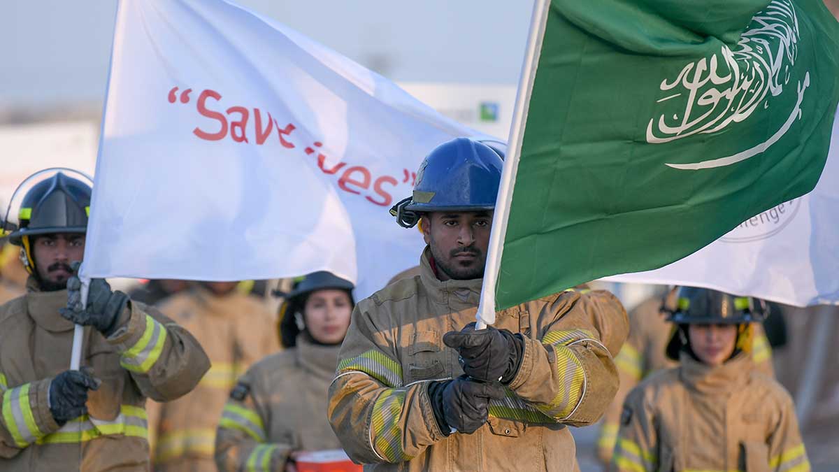 Aramco Feel the Burn Firefighter Challenge competition in Dhahran, Ithra