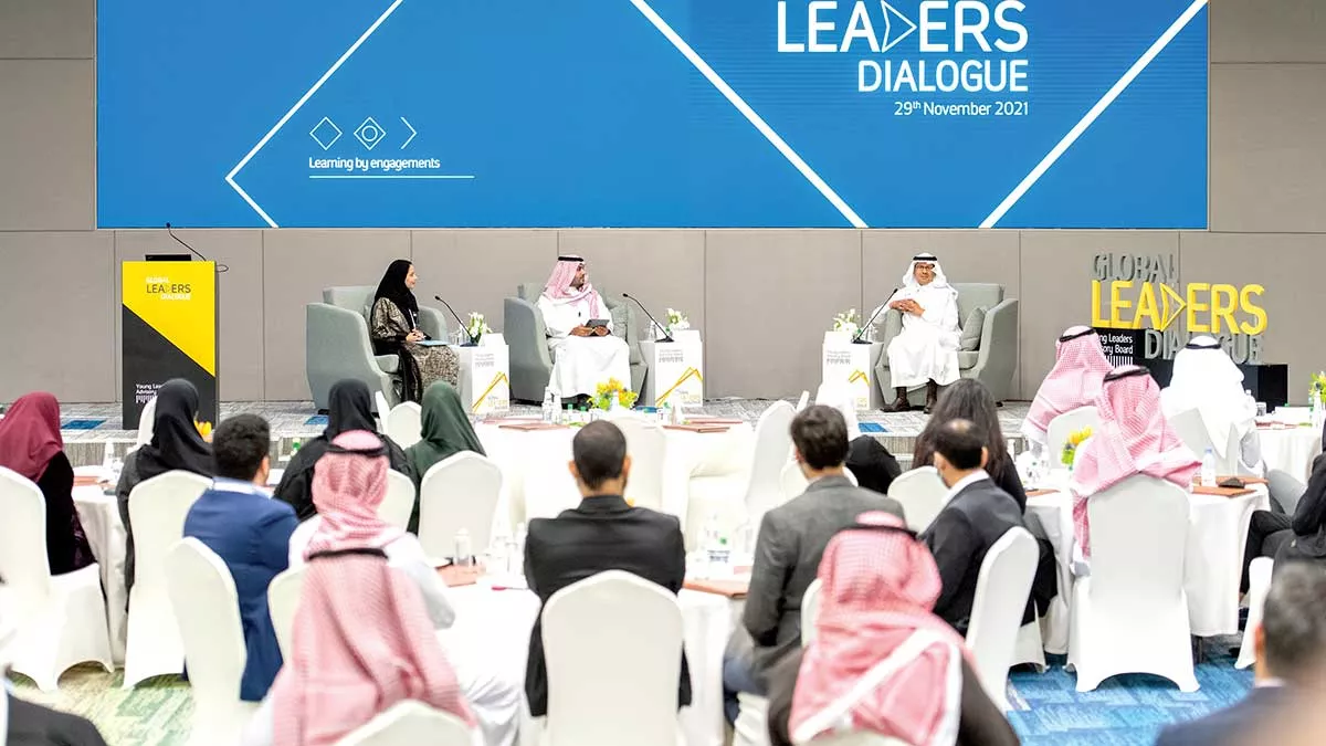 HRH Prince Abdulaziz speaks at a panel before Aramco's Youth Leader Advisory Board