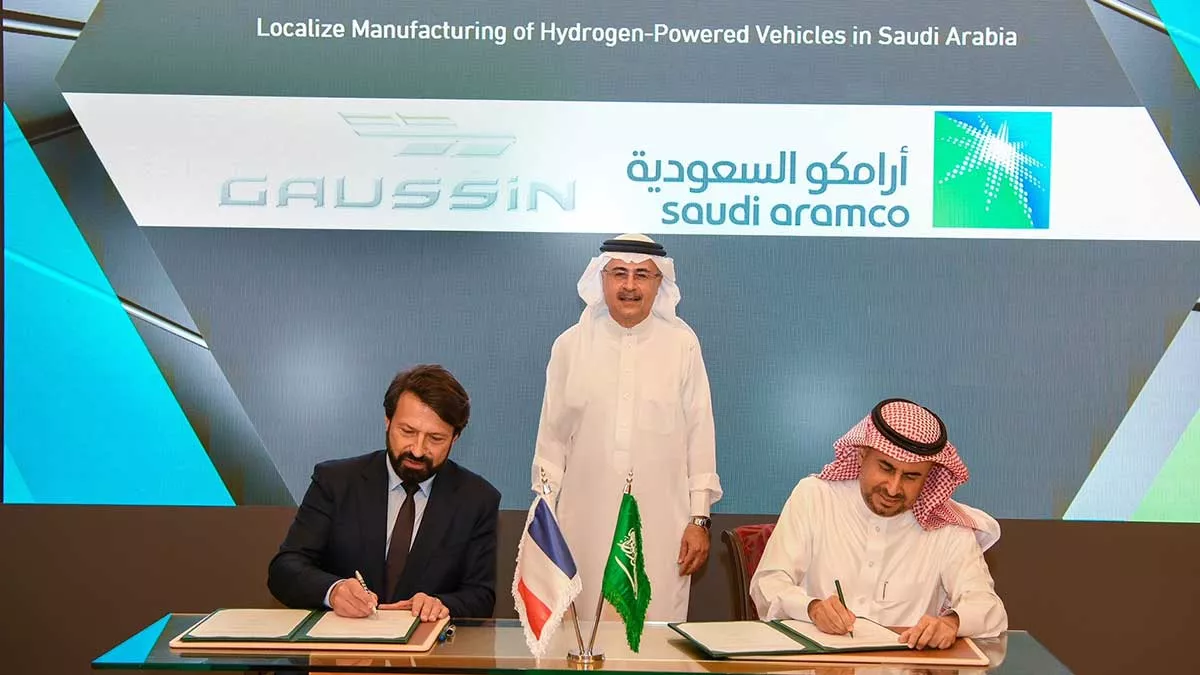 hydrogen powered vehicles deal between Aramco and Gaussin signing Amin Nasser Aramco CEO and president