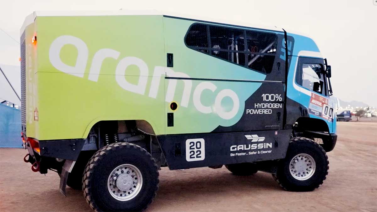 Aramco rolls out hydrogen-powered truck at Dakar Rally with senior Vice President Ahmad Al Sa'adi speaking
