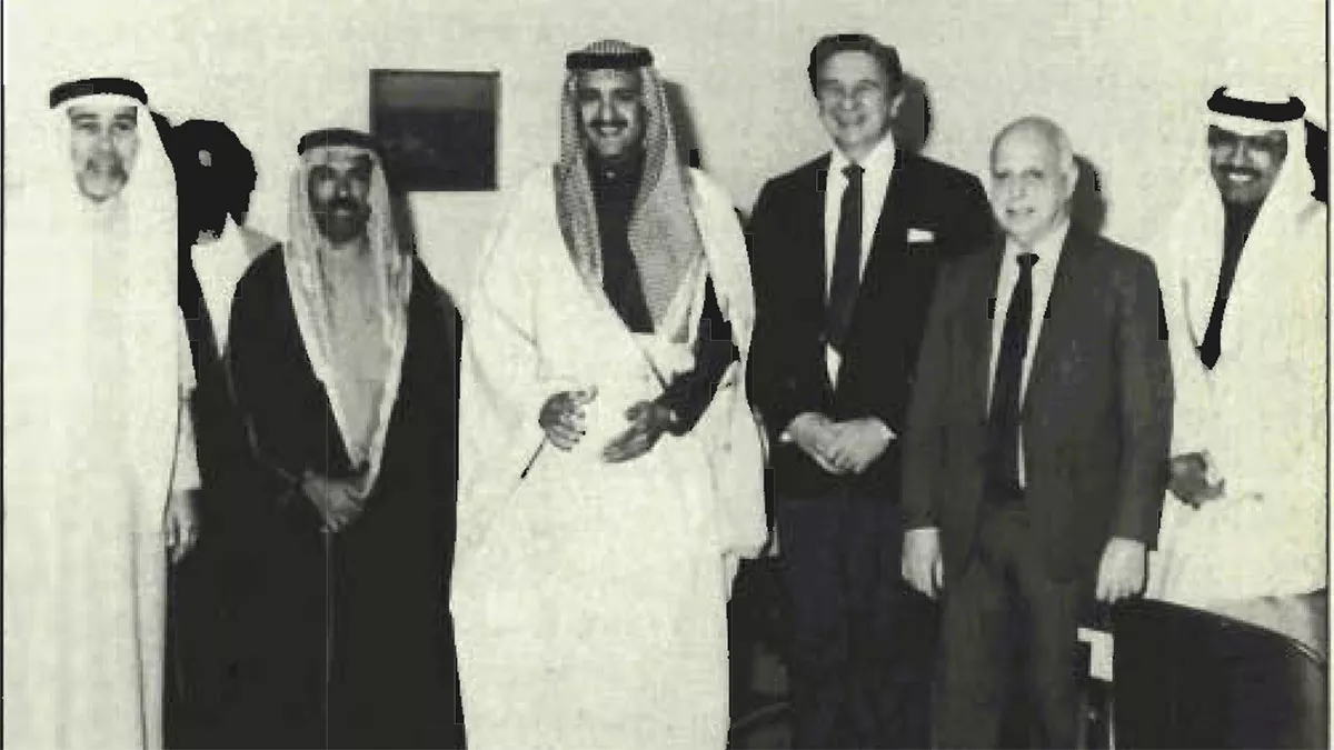 Aramco officials greet the astronaut prince