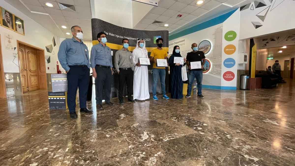 Aramco Sea Water Injection Department traffic safety campaign recognition