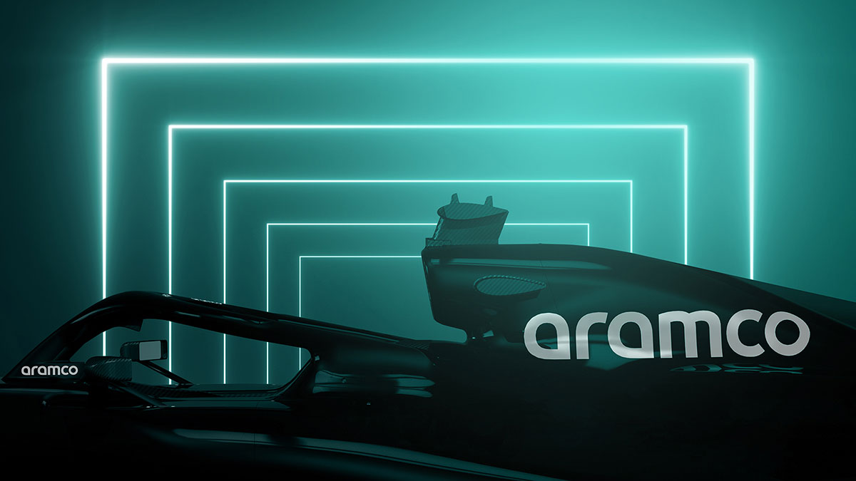 Aramco branded Formula One car