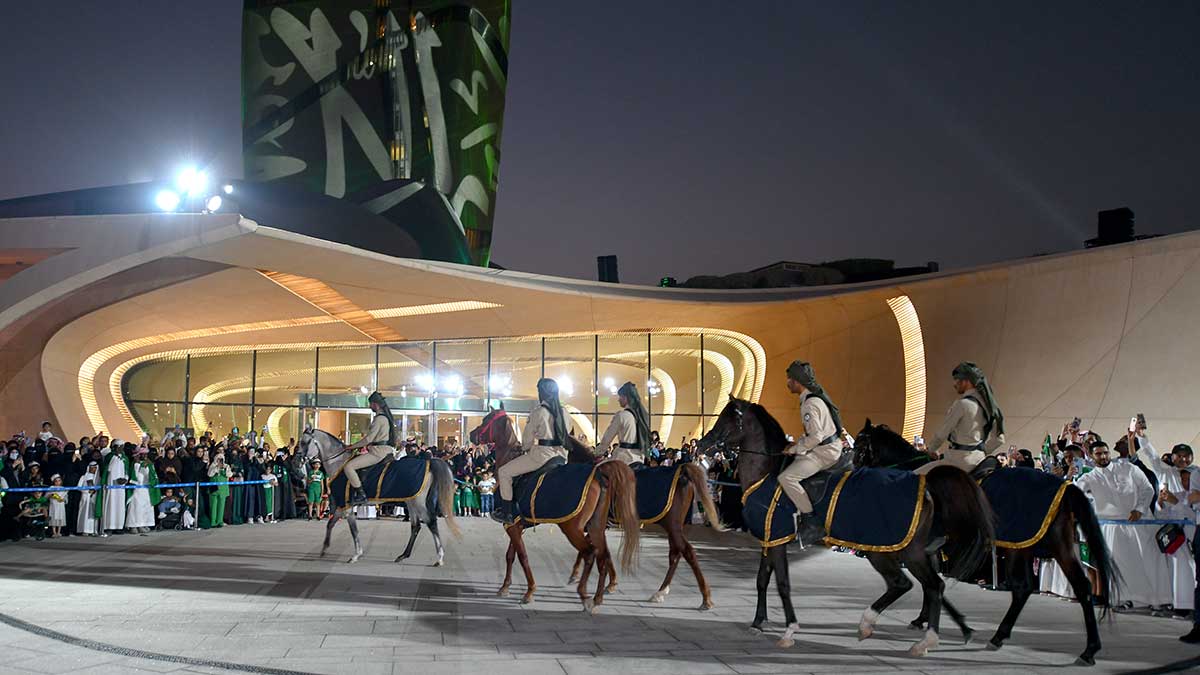 Saudi National Day Ithra horses outside center