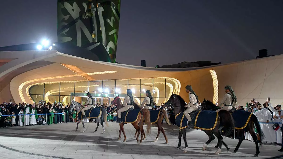 Saudi National Day Ithra horses outside center
