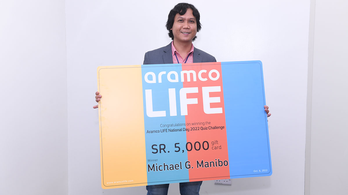 Aramco LIFE National Day quiz winner Michael Manibo