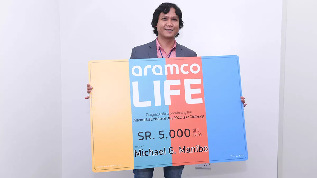 Aramco LIFE National Day quiz winner Michael Manibo