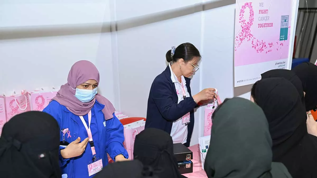 Johns Hopkins Aramco Healthcare booth at breast cancer awareness