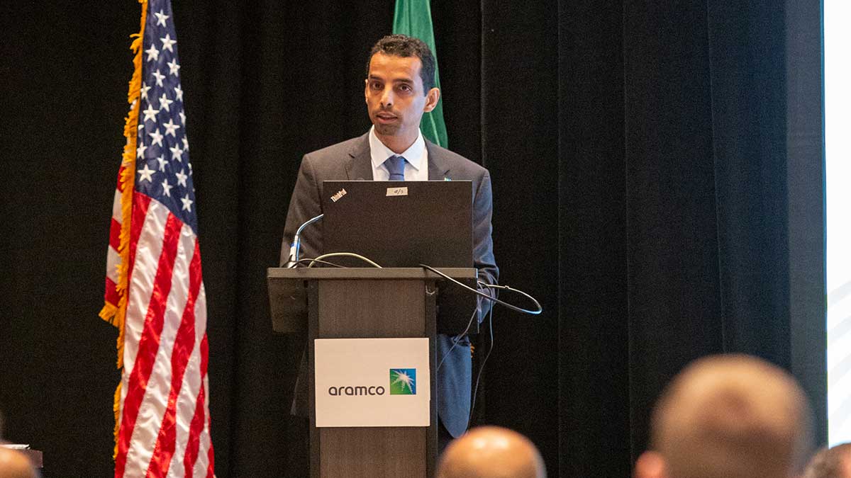 Aramco's PSCM manager Ammar-I Mubarak speaks at San Antonio Suppliers forum