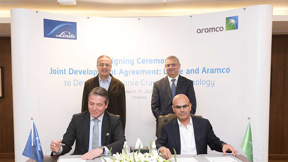توقيع اتفاقية بين أرامكو السعودية وشركة ليندي إنجينيرينغ لتطوير تقنية لتكسير الأمونيا