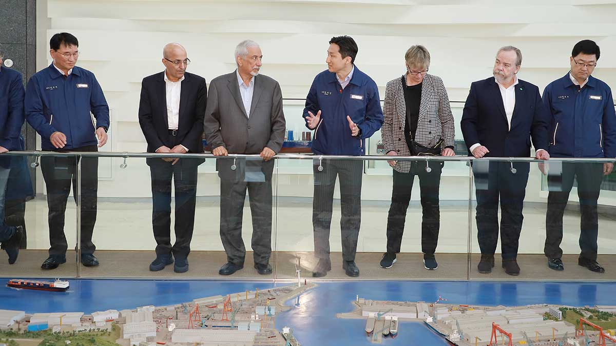 Board of Directors takes in a presentation at Hyundai Industries