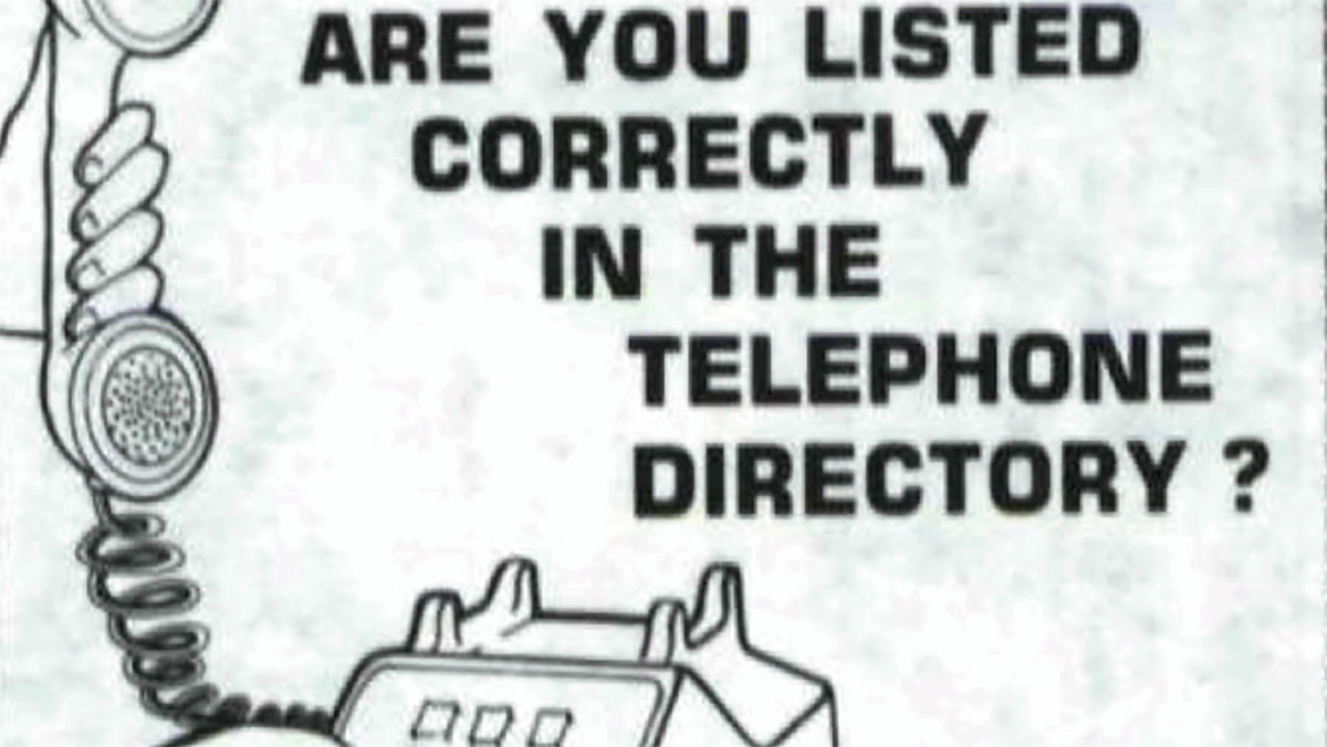 March 1986 telephone directory at Aramco ad in Arabian Sun