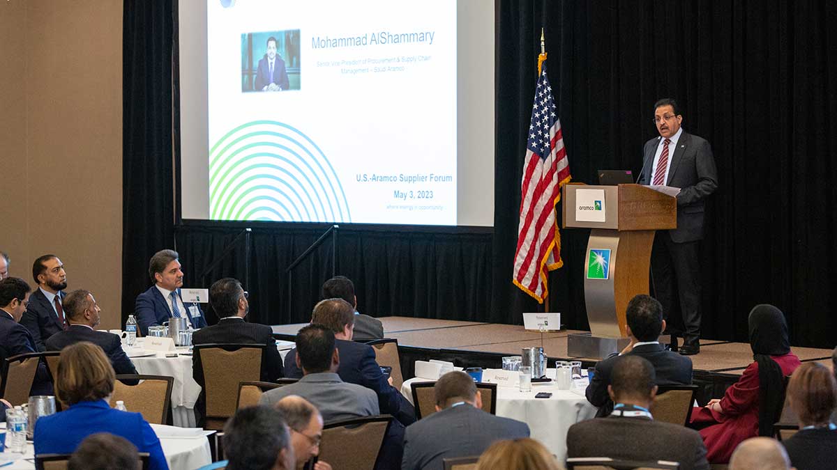 Aramco senior vice president of Procurement and Supply Chain Management Mohammad AlShammary at 2023 Supplier Forum in Houston