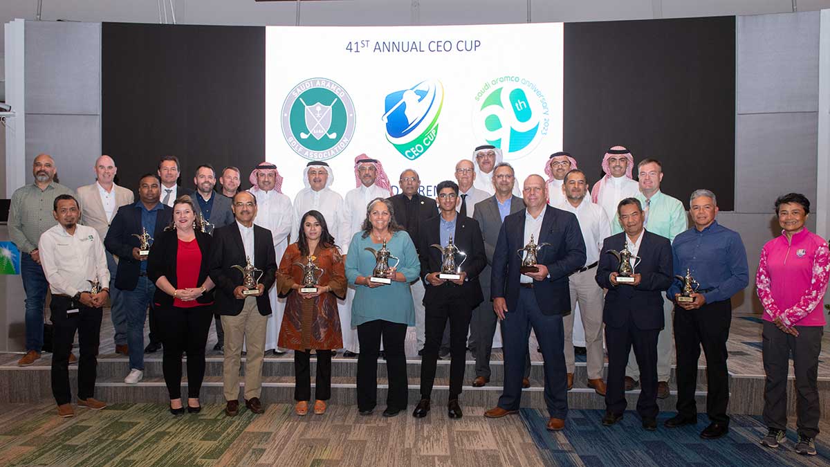 CEO Cup golf tournament organizers winners and management from Aramco CEO Amin Nasser