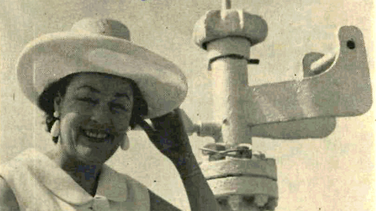 Ruth Sheldon Knowles visits Aramco in 1966 at the Prosperity Well