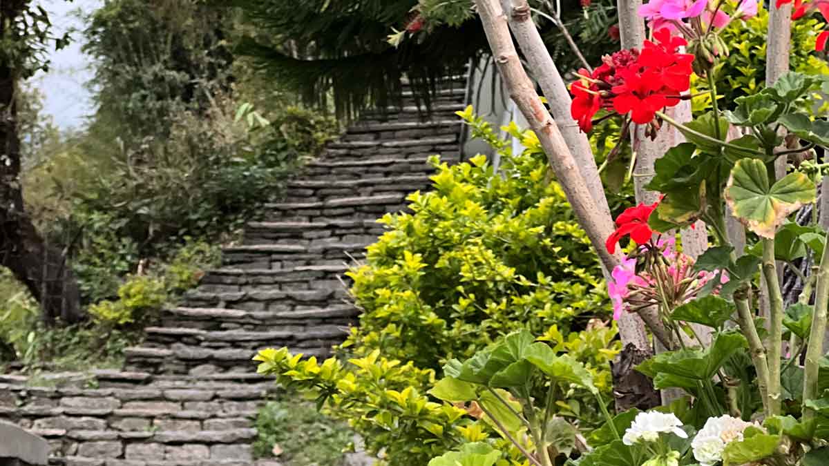 Nepal Aramcon Travel many stairs