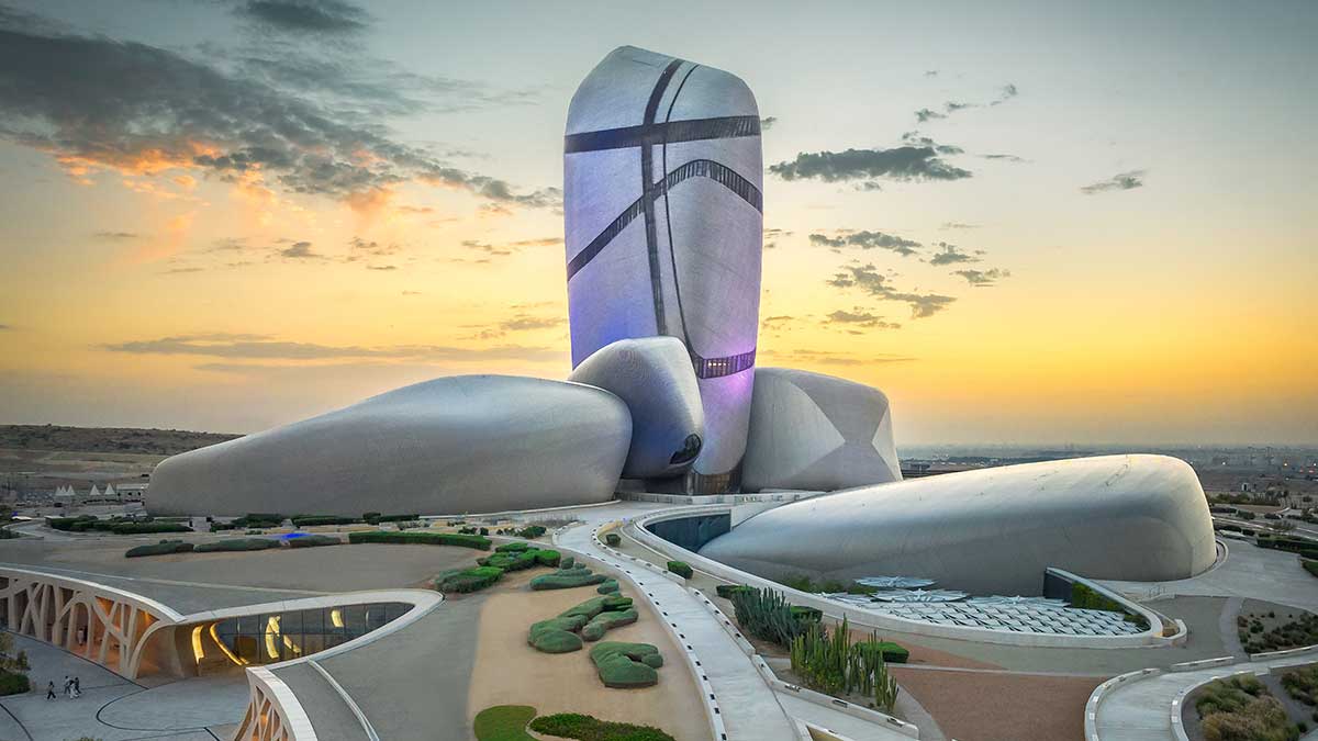painting of the kind abdulaziz center for world culture (ithra) in Dhahran