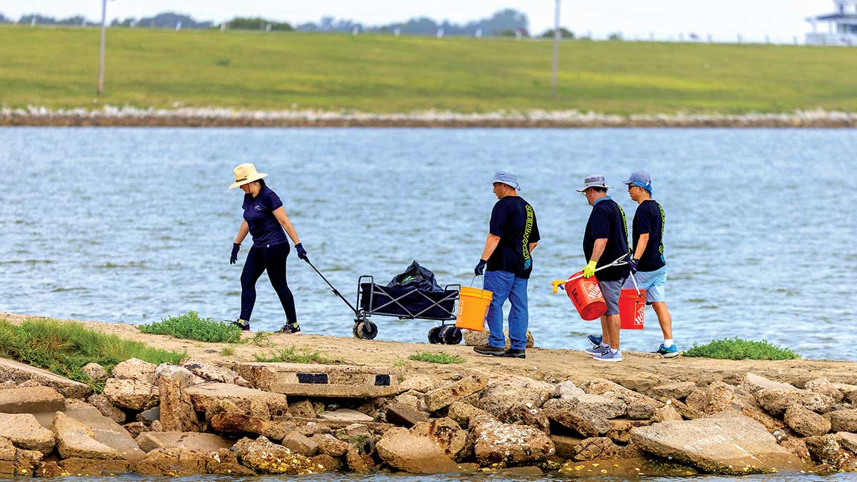 Our volunteers help preserve Galveston Bay shoreline with beach cleanup project