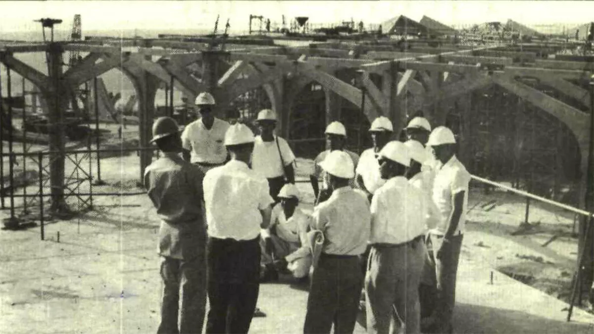 1960 Aramco engineers at site of new Dhahran airport construction