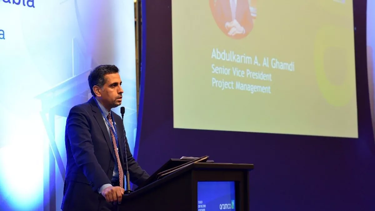 Abdulkarim Alghamdi Aramco speaks at Turkish contractor forum