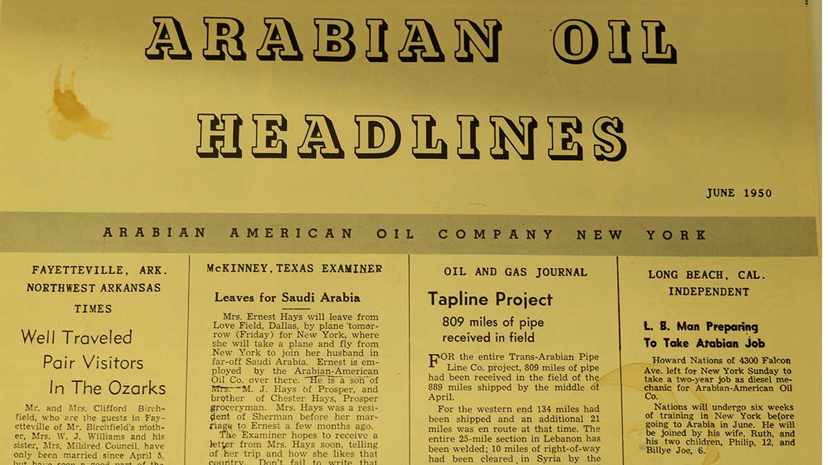 newsletter from when headquarters were in New York Aramco Archive Donation Campaign