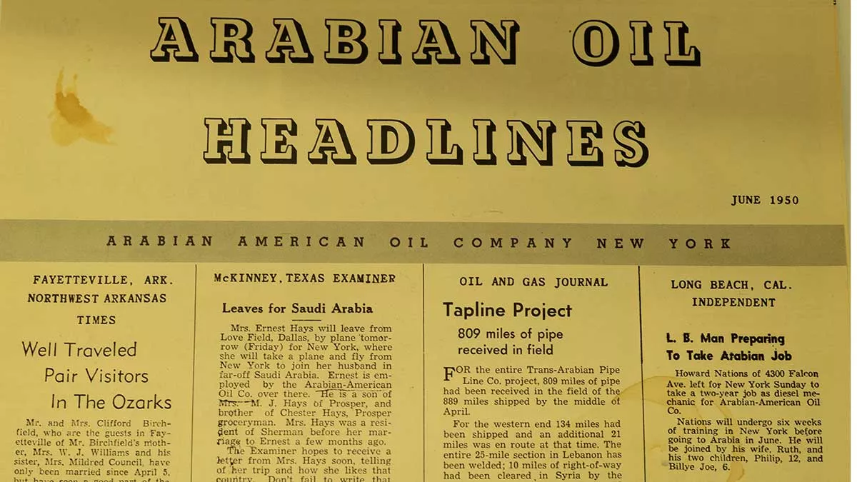 newsletter from when headquarters were in New York Aramco Archive Donation Campaign