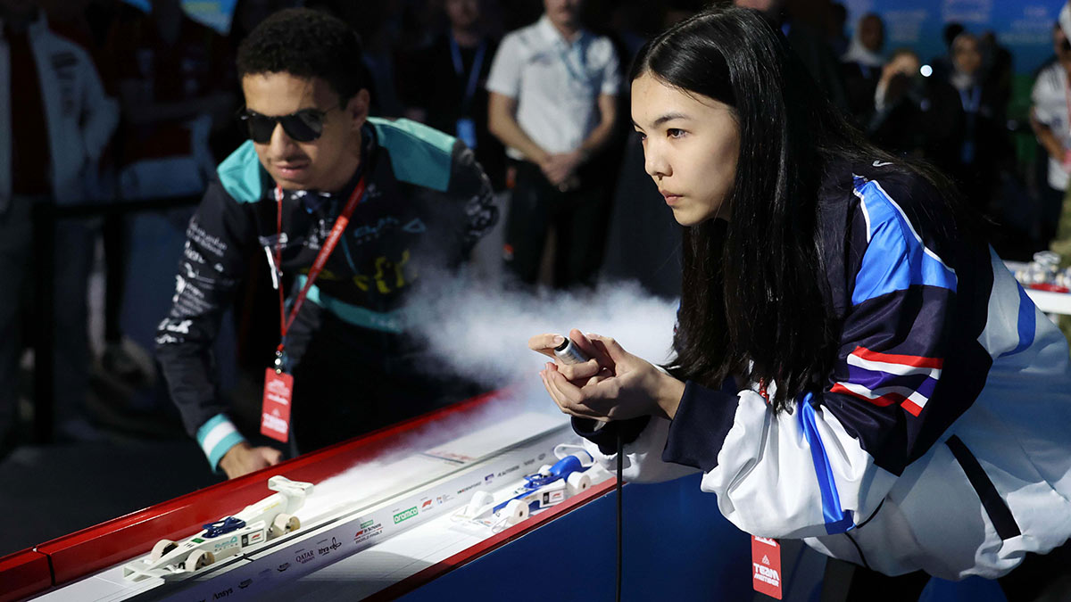 Students at the Aramco F1 in Schools World Finals at the Dhahran Expo 1