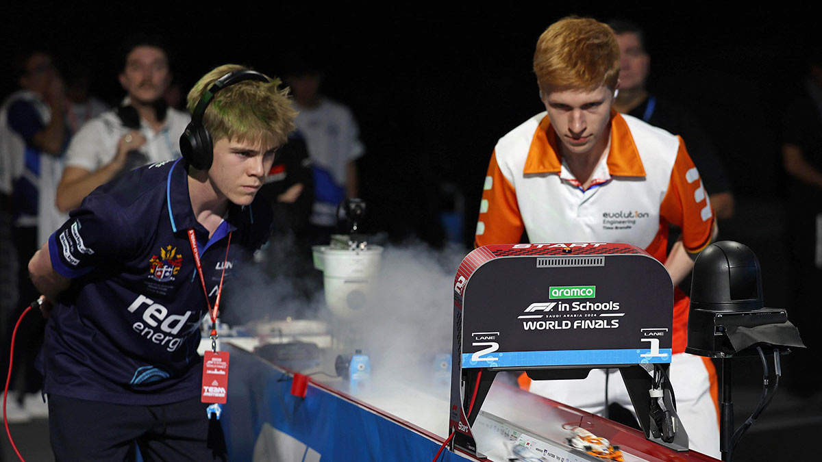 Students at the Aramco F1 in Schools World Finals at the Dhahran Expo 2