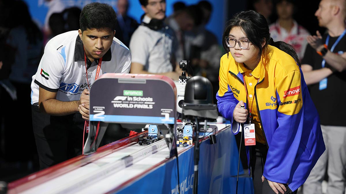 Students at the Aramco F1 in Schools World Finals at the Dhahran Expo 3