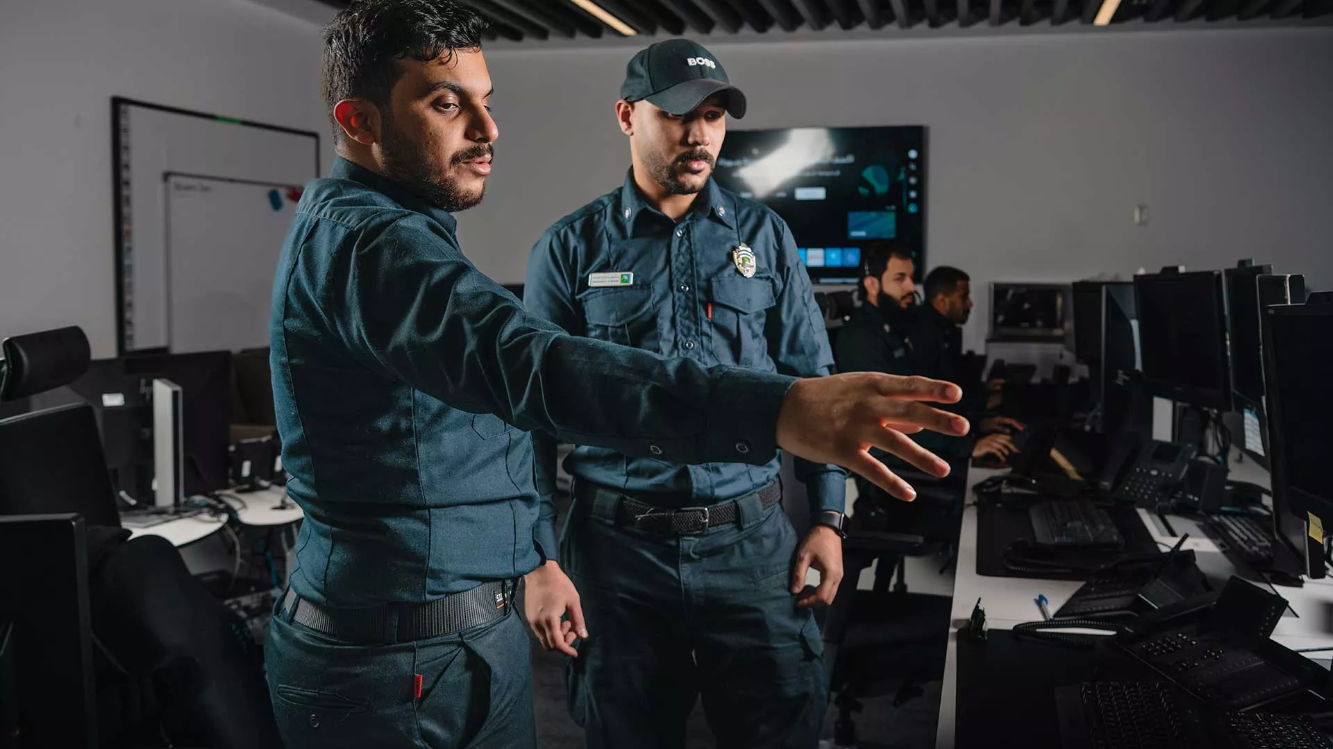FrP Dispatch Center shift change Hassan A Alzahrani at left briefs Abdulrazaq A Almoaisib