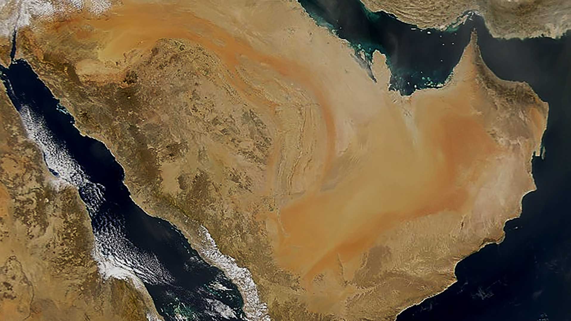 Map of the Arabian Desert with lack of groundwater resources