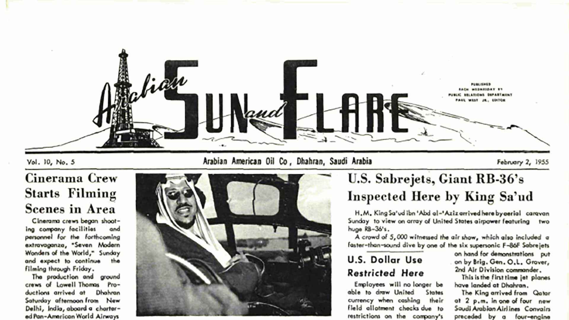 This Day in History (1955): U.S. Sabrejets, giant RB-36's inspected here by King Sa'ud