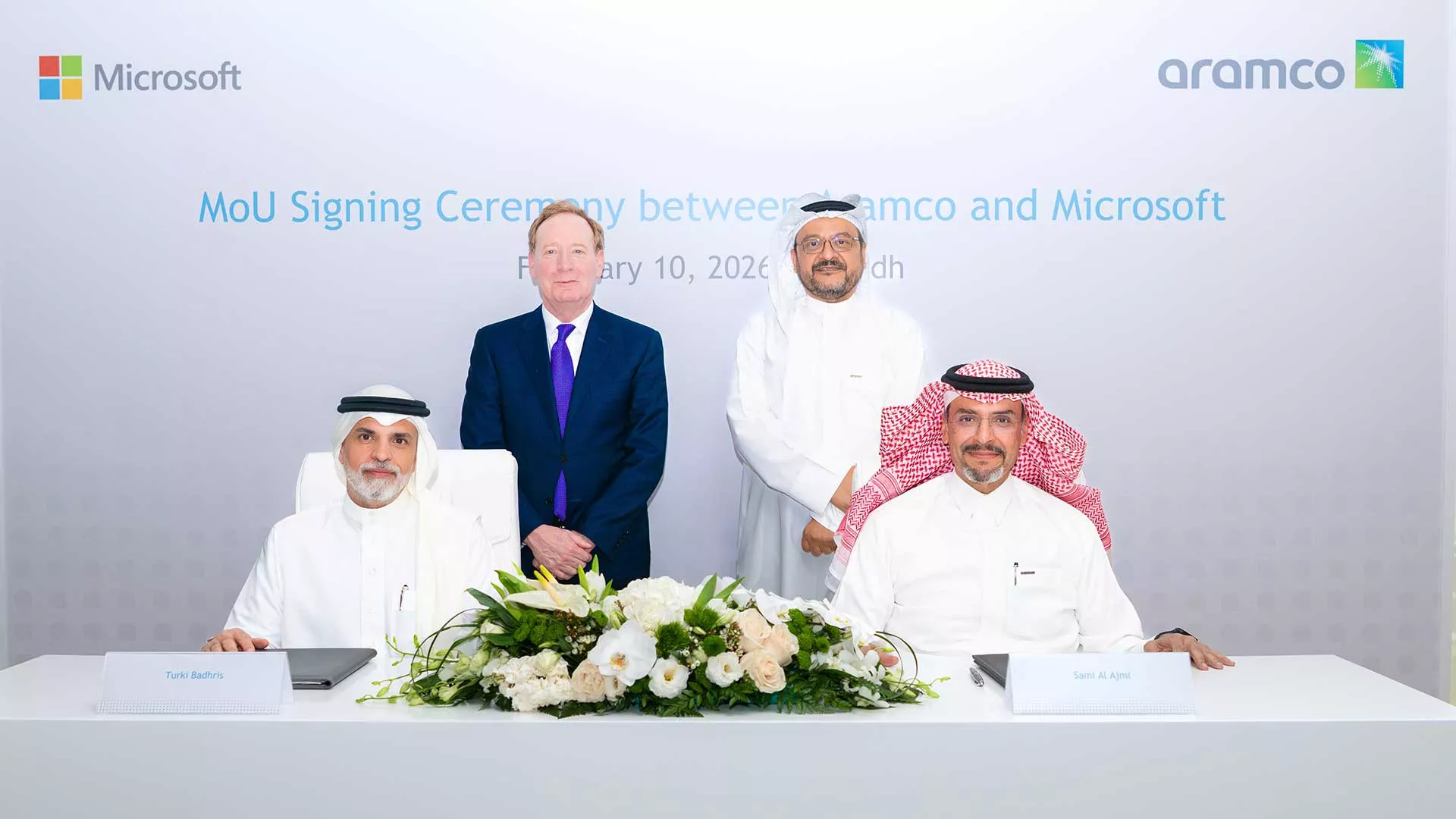 Aramco-Microsoft-MOU-Signing with senior vice president Sami Al Ajmi and executive vice president Ahmad O. Al Khowaiter 2026