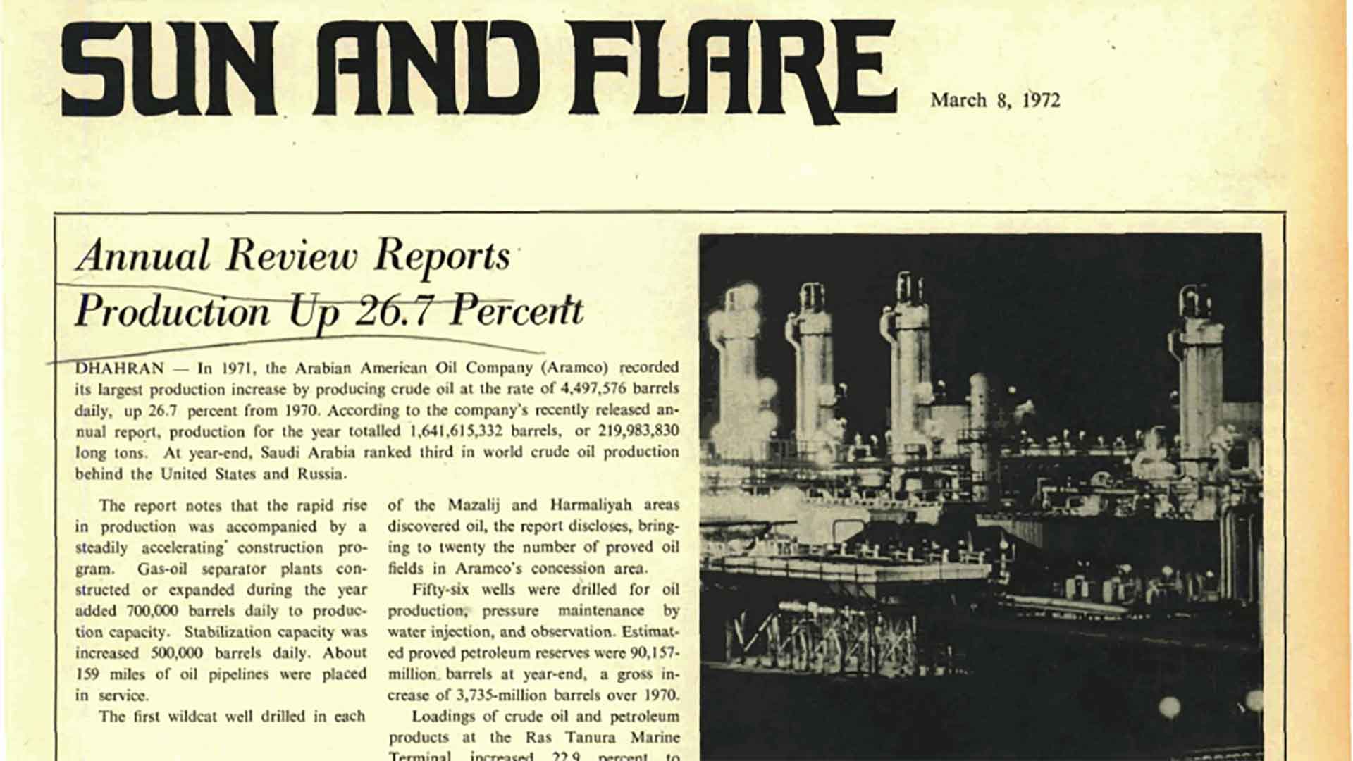 This Day in History (1972): Annual Review reports production up 26.7 percent