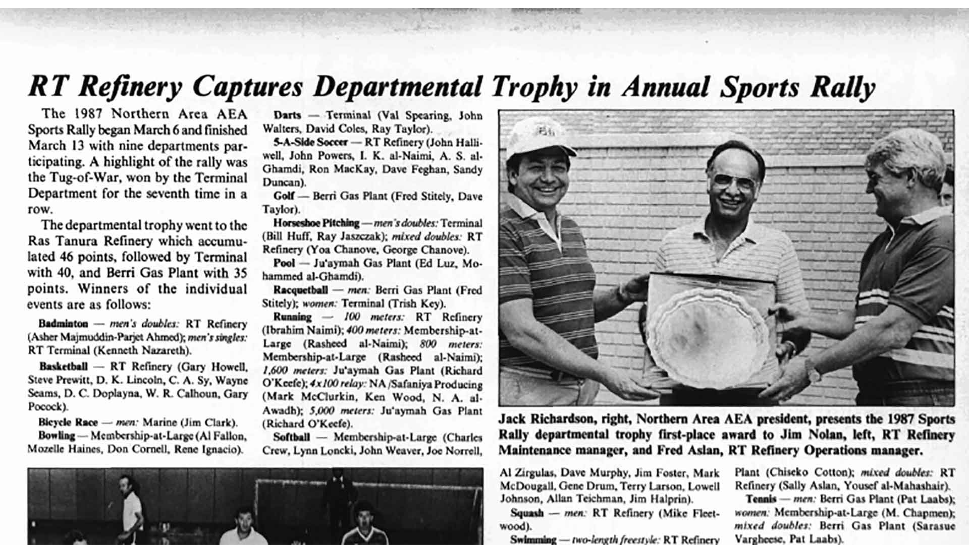 This Day in History (1987): RT Refinery captures departmental trophy in annual Sports Rally