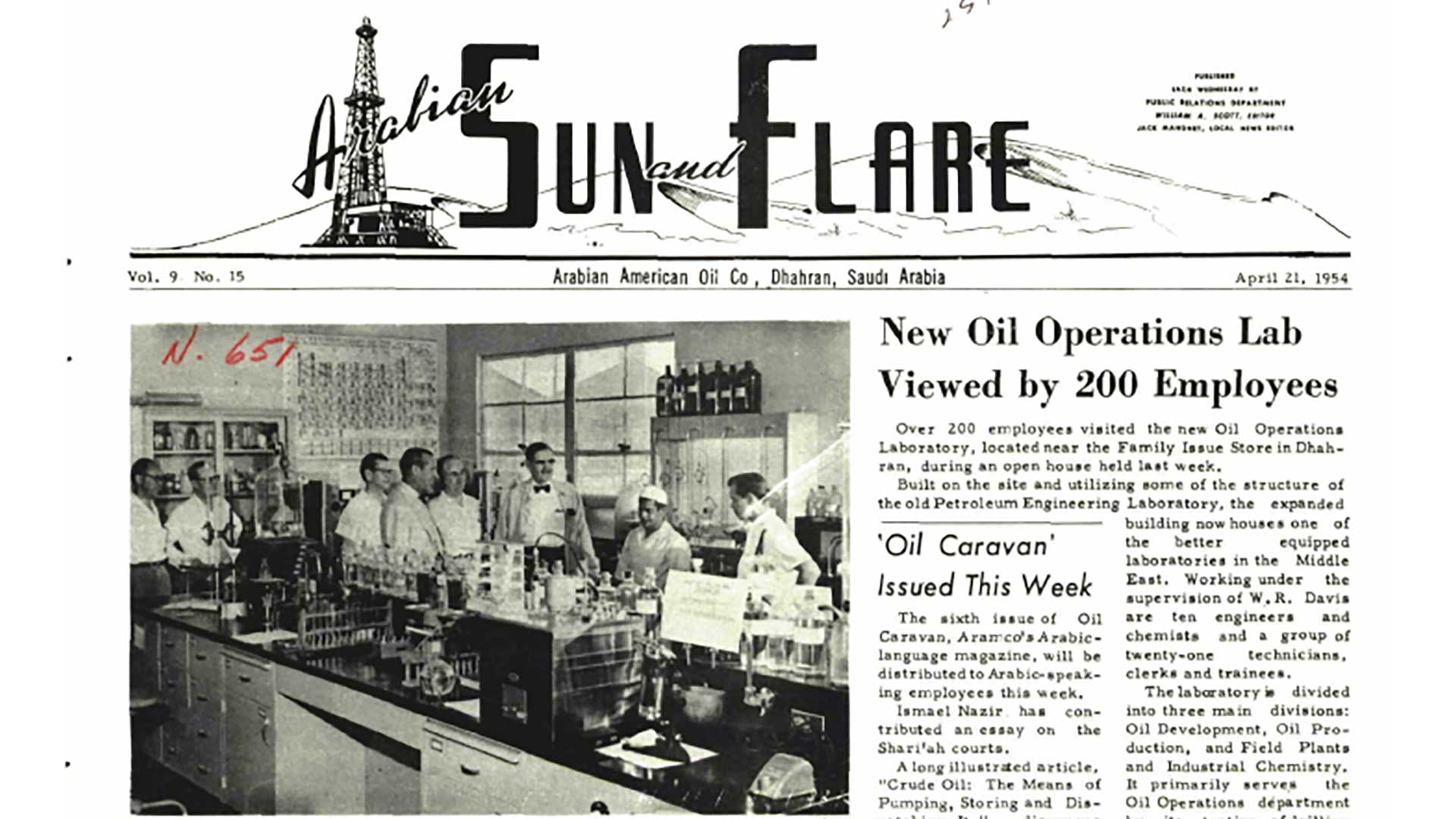 This Day in History (1954): New Oil Operations Lab viewed by 200 employees