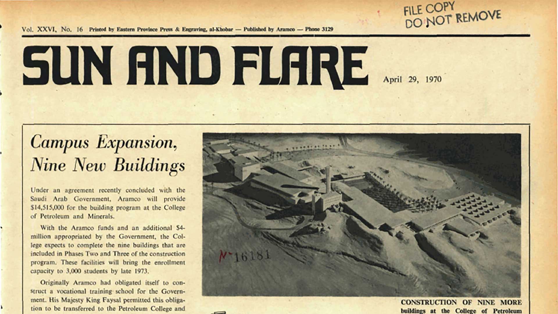 This Day in History (1970): Campus expansion, nine new buildings at College of Petroleum and Minerals