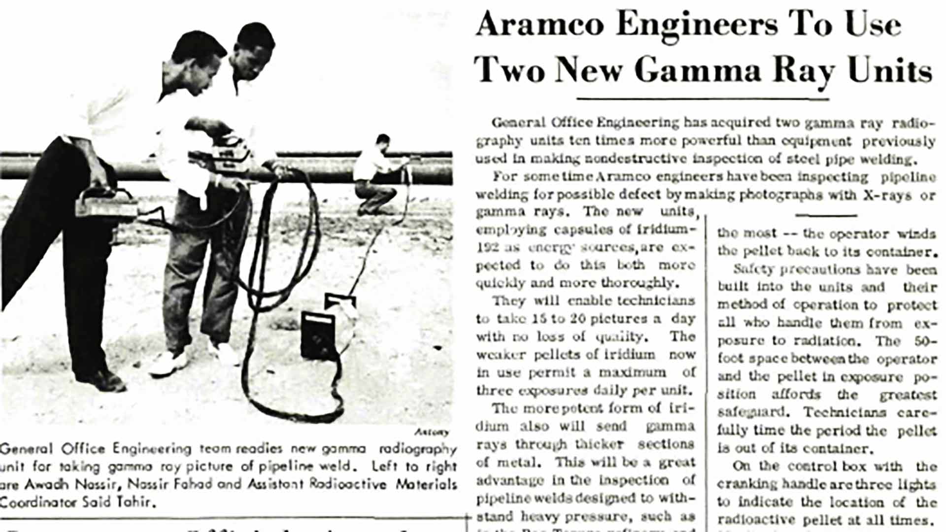 This Day in History (1958): Aramco engineers to use two new gamma ray units