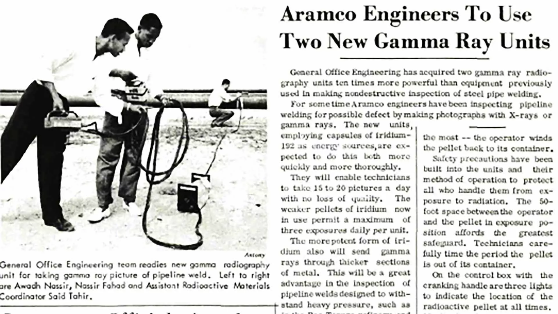 This Day in History (1958): Aramco engineers to use two new gamma ray units