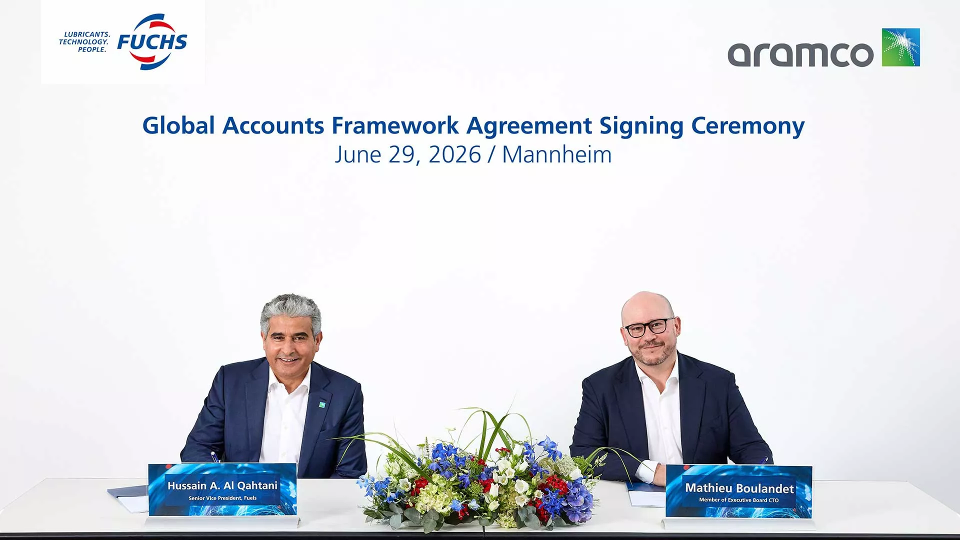 Aramco, FUCHS sign Base Oils Global Accounts Framework Agreement