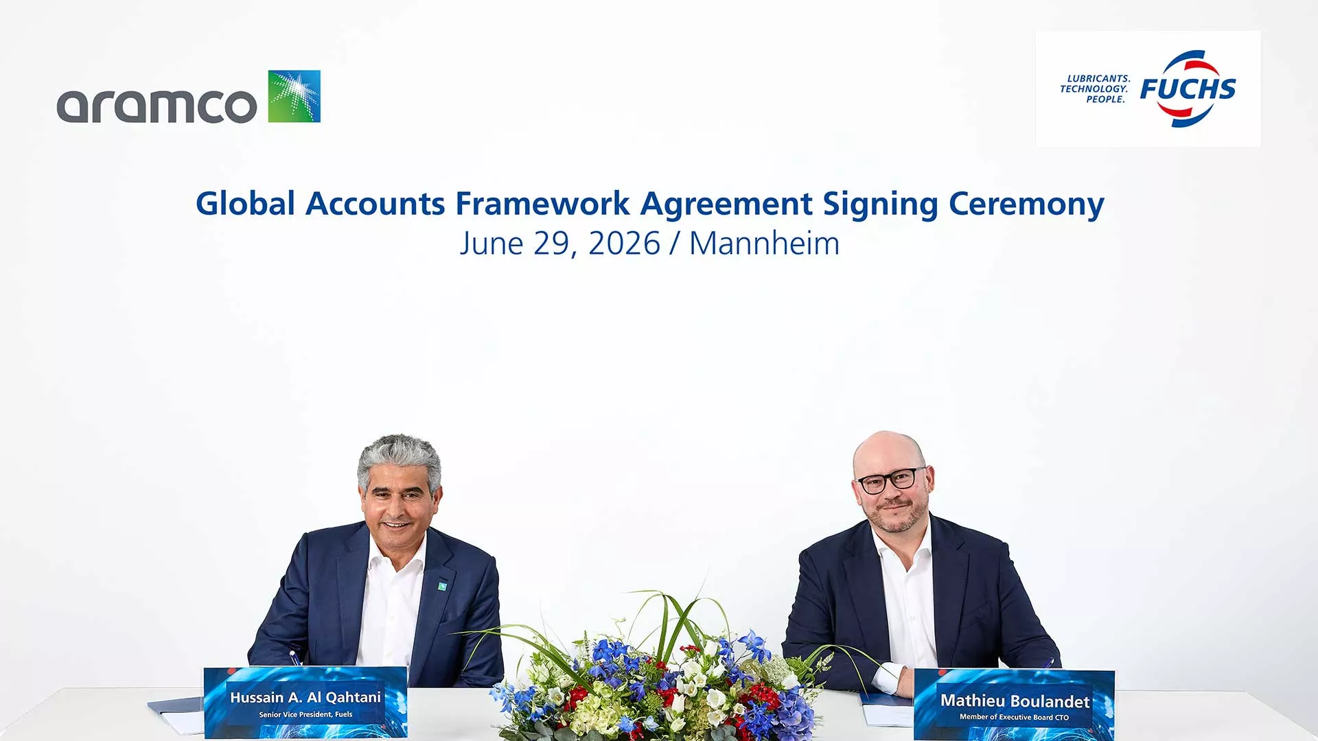 Aramco, FUCHS sign Base Oils Global Accounts Framework Agreement