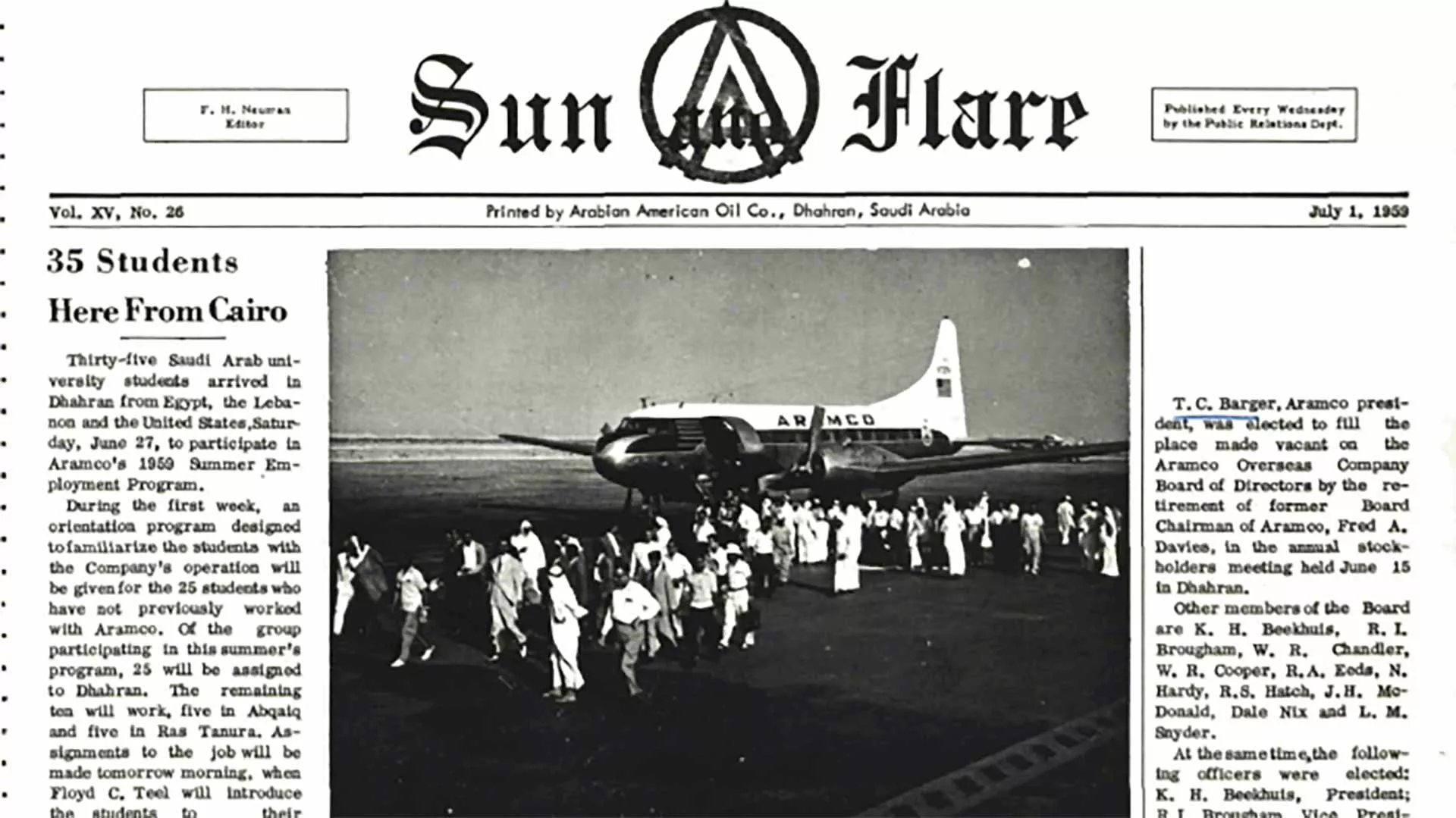 This Day in History (1959): 35 students here from Cairo