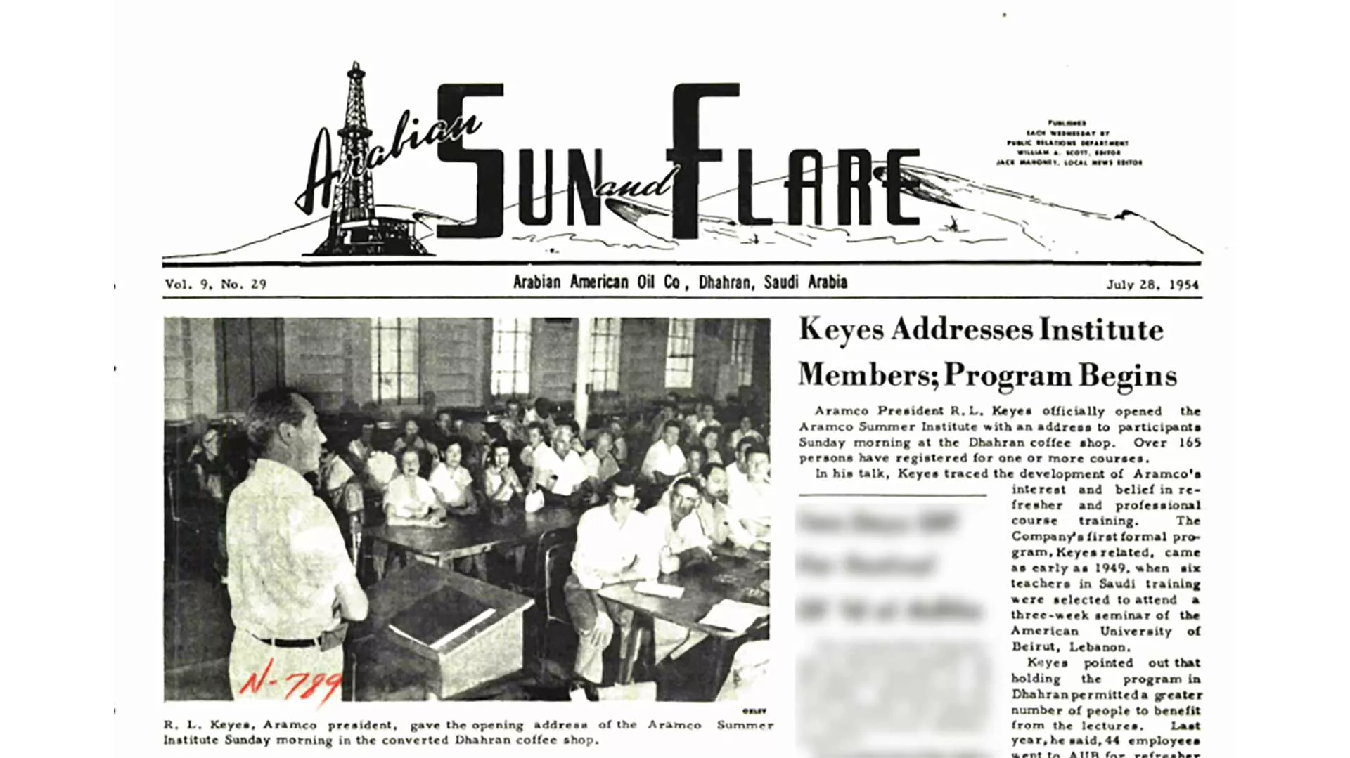 This Day in History (1954): Keyes addresses institute members; program begins