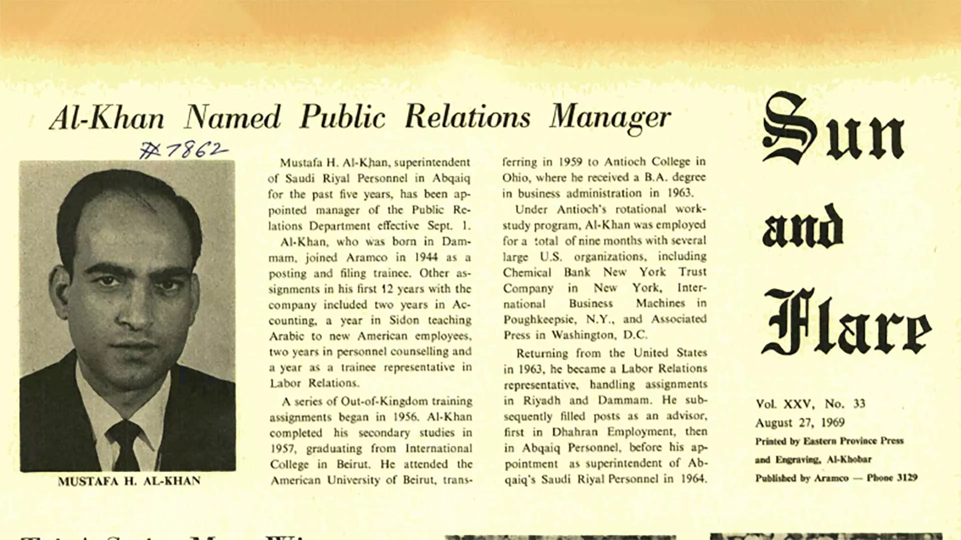 This Day in History (1969): Al-Khan named Public Relations manager