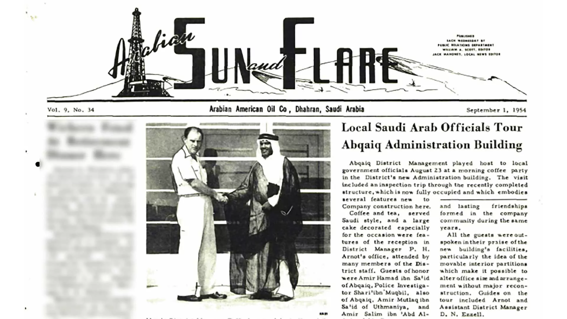 This Day in History (1954): Local Saudi officials tour Abqaiq Administration Building