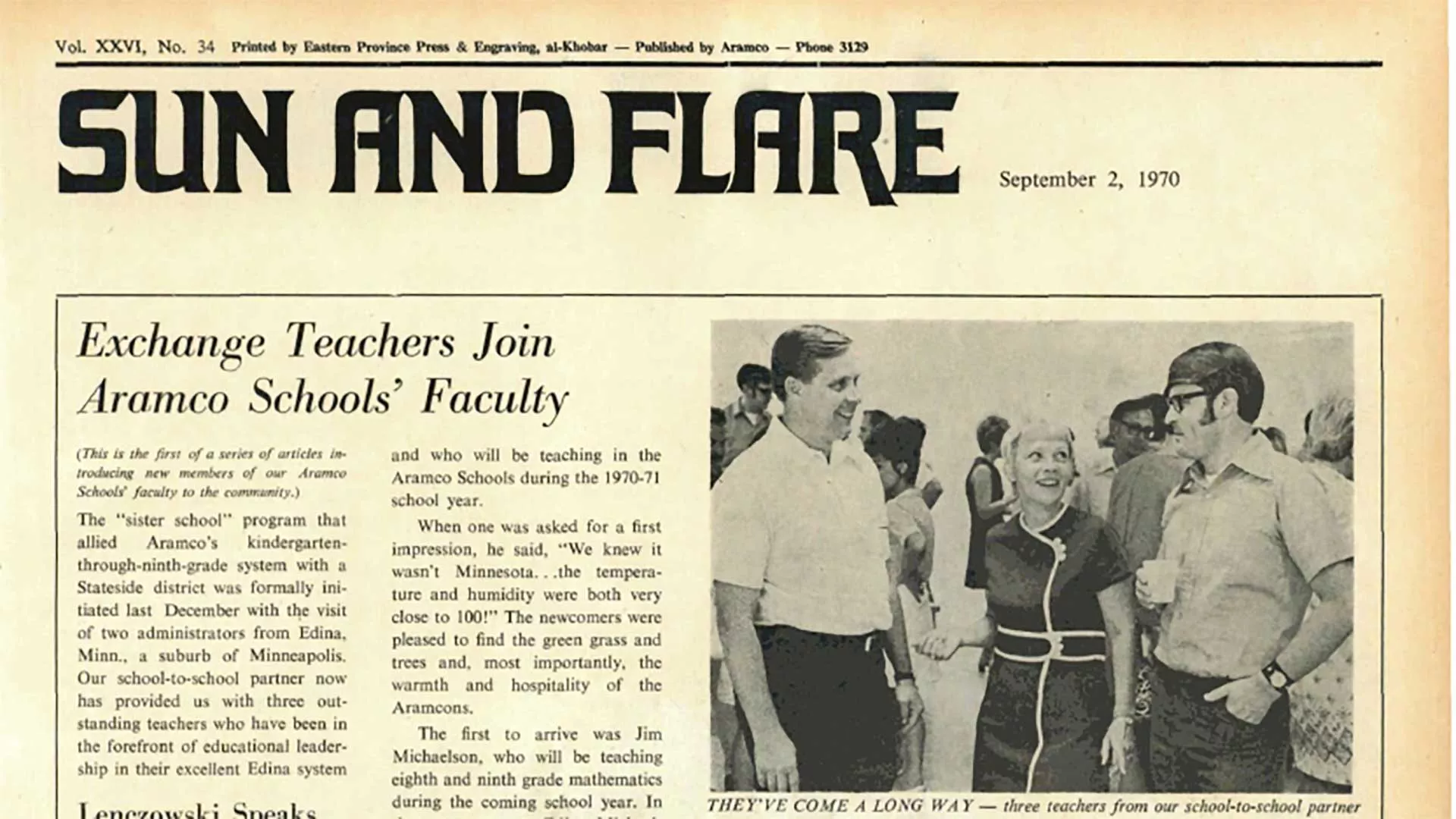 This Day in History (1970): Exchange teachers join Aramco Schools' faculty