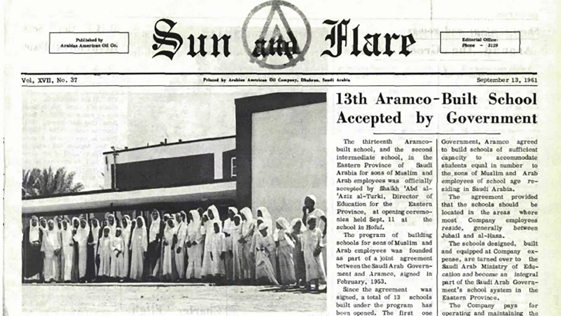 This Day in History (1961): 13th Aramco-built school accepted by the government